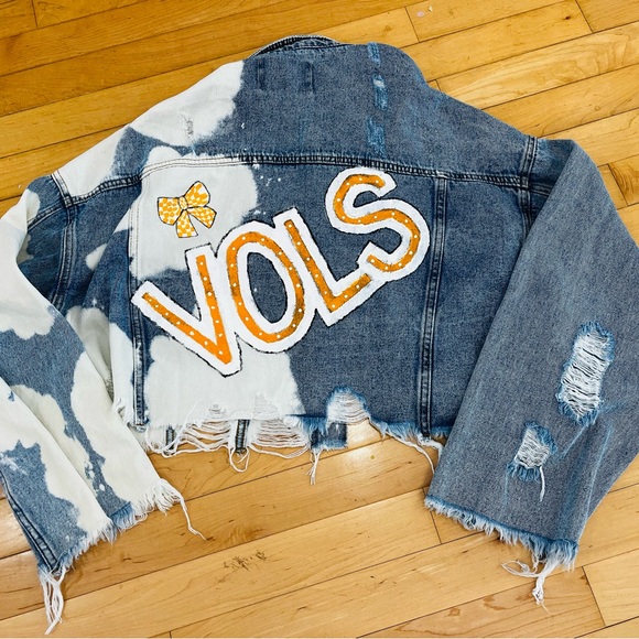 Signature Jackets & Blazers - Custom Hand Painted Tennessee Vols Distressed Denim Jacket